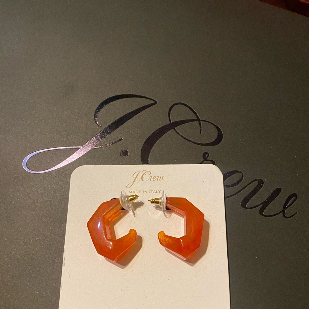 J. Crew Chunky Orange C-shape Earrings